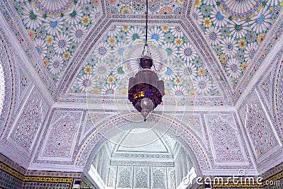 Beautiful Decorated Ceiling in Bardo Museum, Tunis, Tunisia Editorial Stock Photo