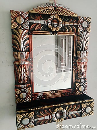 Beautiful decorated mirror & x28; artistic look of a wall mirror & x29; Stock Photo