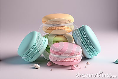 Beautiful decorative pastel colored French macaroons Stock Photo