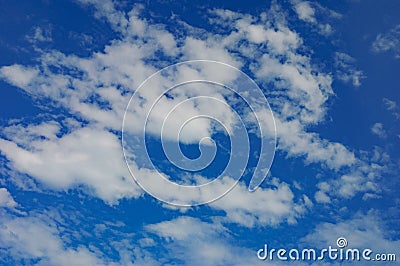 Beautiful deep blue sky with white clouds Stock Photo