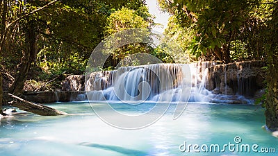 Beautiful deep forest blue stream waterfalls in national park of Thailand Stock Photo