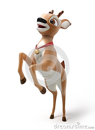 Beautiful deer stands on his hind legs Stock Photo