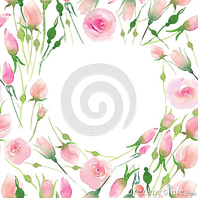 Beautiful delicate tender cute elegant lovely floral colorful spring summer pink and red roses with buds and leaves bouquets patte Cartoon Illustration