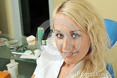 Beautiful dentist in medical office Stock Photo