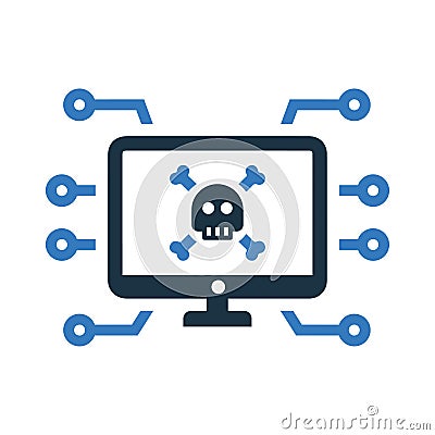 Computer virus attack, crime, cyber, hack, hacking, illegal access, lost data icon Stock Photo