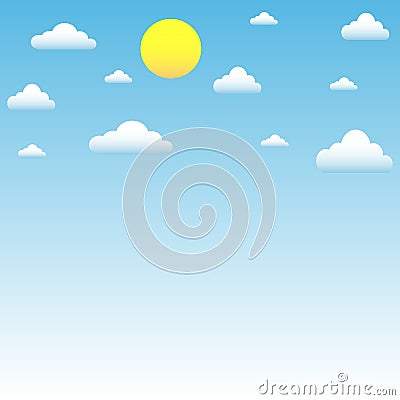 Beautiful design of the simple white clouds and sun Vector Illustration