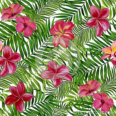 Beautiful design for wallpapers, textiles, fabrics, wrapping paper. Floral tropical seamless pattern for wallpaper or fabric. Stock Photo