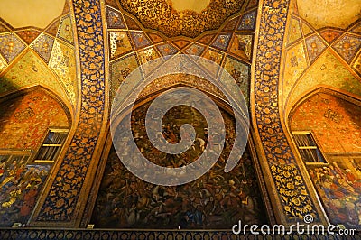 Beautiful detail of Chehel Sotoun Palace , Iran. Stock Photo