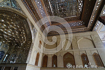 Beautiful detail in Chehel Sotoun Palace in Isfahan,Iran. Stock Photo