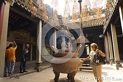 Beautiful detail of Chua Ba Thien Hau temple in Ho Chi Minh City, Vietnam Editorial Stock Photo