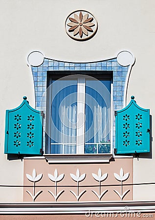 Beautiful detail on house window and ornaments Stock Photo