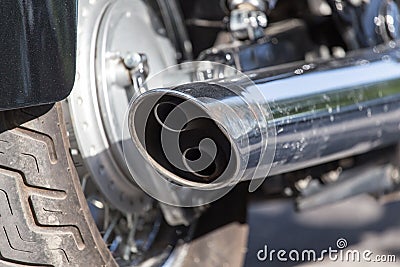 Beautiful detail of the motorcycle. exhaust pipe Stock Photo
