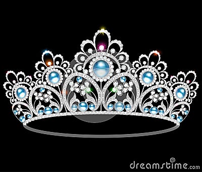 Beautiful diadem feminine wedding pearl Vector Illustration