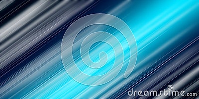 Diagonal blue line flow shiny blurred surface background realistic illustration. Bright futuristic stripes spotlight energy gradie Cartoon Illustration
