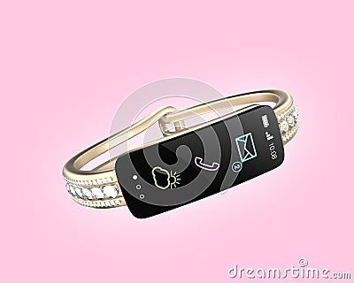 Beautiful diamond bracelet with smart information display Stock Photo