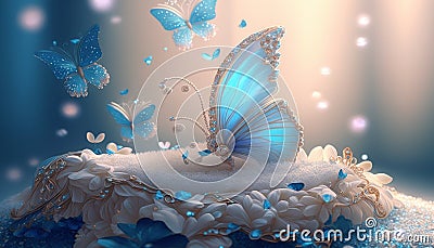 Beautiful diamond Butterfly Generative AI Stock Photo