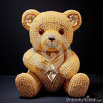 Beautiful diamond encrusted teddybear Generative AI Stock Photo