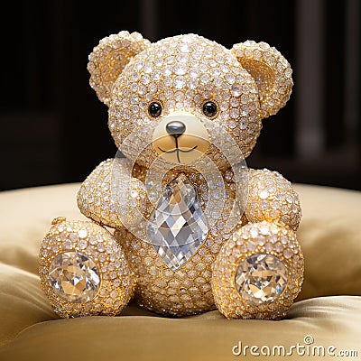 Beautiful diamond encrusted teddybear Generative AI Stock Photo