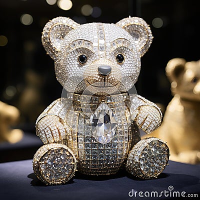 Beautiful diamond encrusted teddybear Generative AI Stock Photo