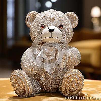 Beautiful diamond encrusted teddybear Generative AI Stock Photo