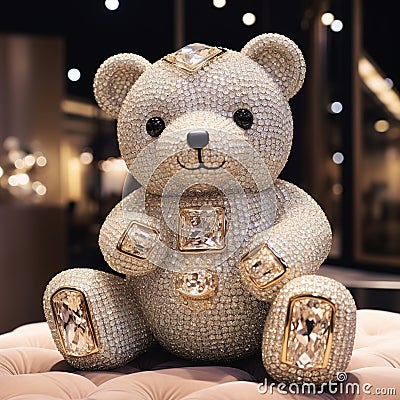 Beautiful diamond encrusted teddybear Generative AI Stock Photo