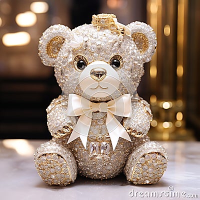 Beautiful diamond encrusted teddybear Generative AI Stock Photo