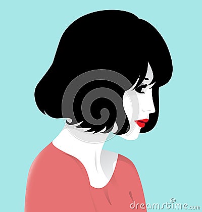 Beautiful diffident young woman Vector Illustration