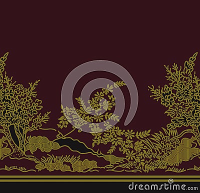 A beautiful digital boarder pattern for textile.Maroon and skin color is pattern Stock Photo