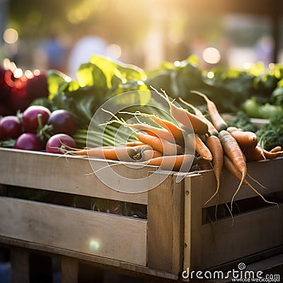 Farmers Market Bounty in a Rustic Crate Stock Photo
