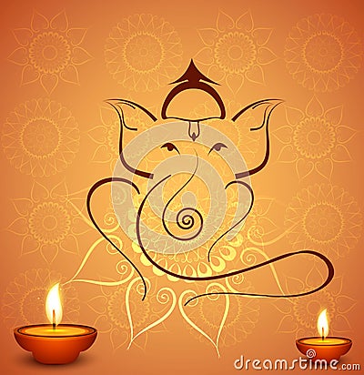 Beautiful diwali celebration Hindu Lord Ganesha festival background Stock Photo