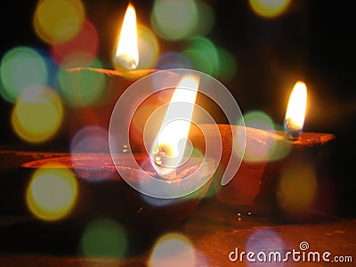 Beautiful Diwali Lamps Stock Photo