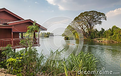 Beautiful Don Det Island,Mekong River scene,4000 Islands,Champasak Province of southern Laos Stock Photo