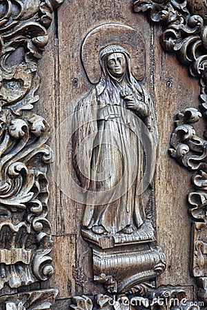 Beautiful door art at San Agustin Church, Manila, Philippines Stock Photo