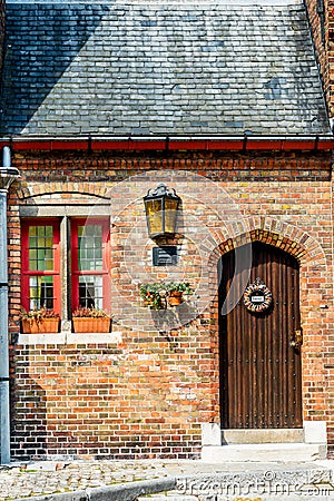 Beautiful door in Bruges, Belgium Stock Photo