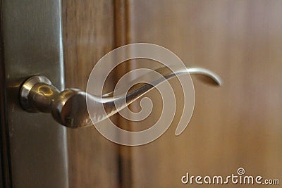 Beautiful door knob OPEN CLOSE LOG IN LOG OUT Stock Photo