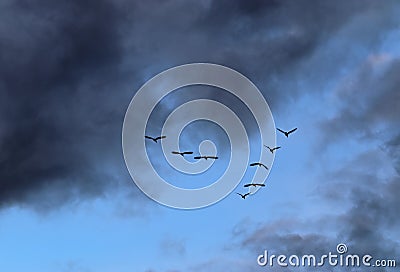 Beautiful and dramtic thunderstorm cloud formations hgih in the sky Stock Photo