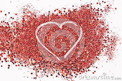 Beautiful drawing a heart on a glitters background. Love concept Stock Photo