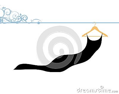 Beautiful dress black on hanger Vector Illustration