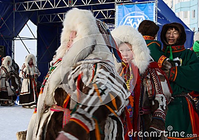 Beautiful dresses of small peoples of the North of Siberia Editorial Stock Photo