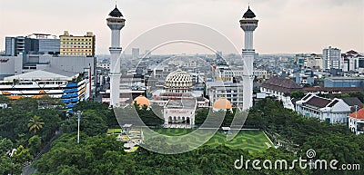 Beautiful drone shot of mosques and office buildings and apartments. Editorial Stock Photo