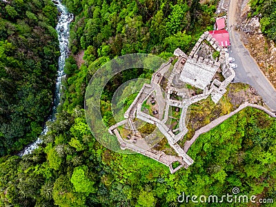 Drone view to the Trabzon castle Stock Photo