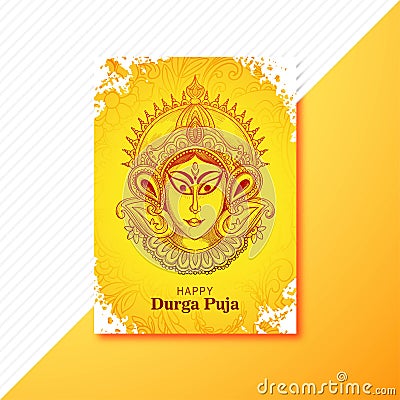 Beautiful durga puja brochure card background Vector Illustration