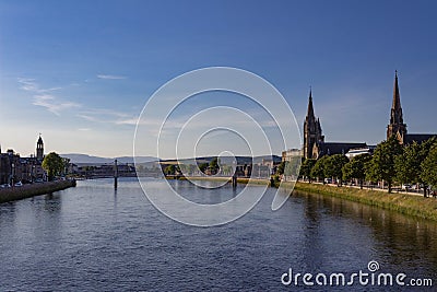 Beautiful dusk view of Panorama of Inverness Scotland Stock Photo