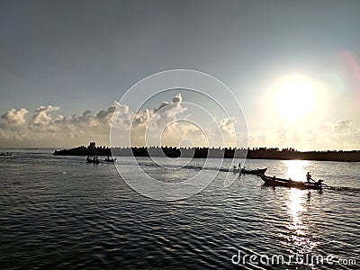 Beautiful early morning sunrise view at N4 Beach chennai Editorial Stock Photo