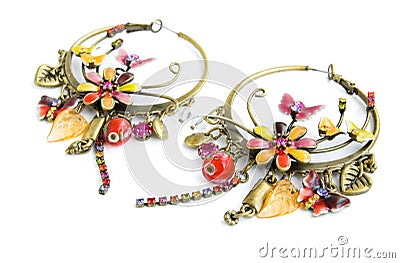 Beautiful earrings with fine ornament Stock Photo