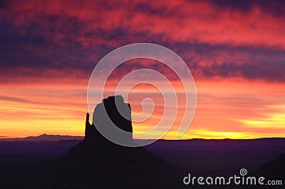 Beautiful East Mitten Butte Sunrise, Monument Valley Stock Photo