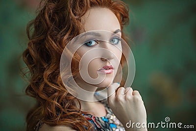 Beautiful effectual red-haired girl. Red Hair. Fashion Girl Portrait . Stock Photo