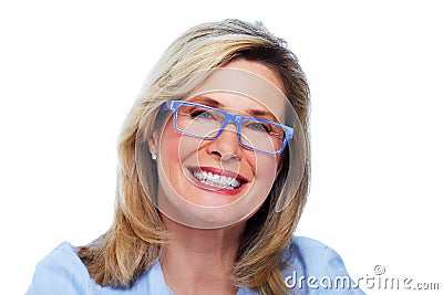 Beautiful elderly lady wearing eyeglasses. Stock Photo