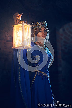 Beautiful Eleanor of Aquitaine, duchess and queen of England and France on High Middle Ages. Stock Photo