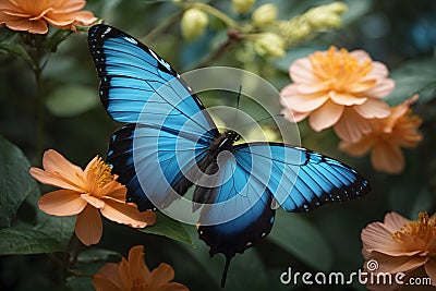 A beautiful electric blue ulysses butterfly Stock Photo
